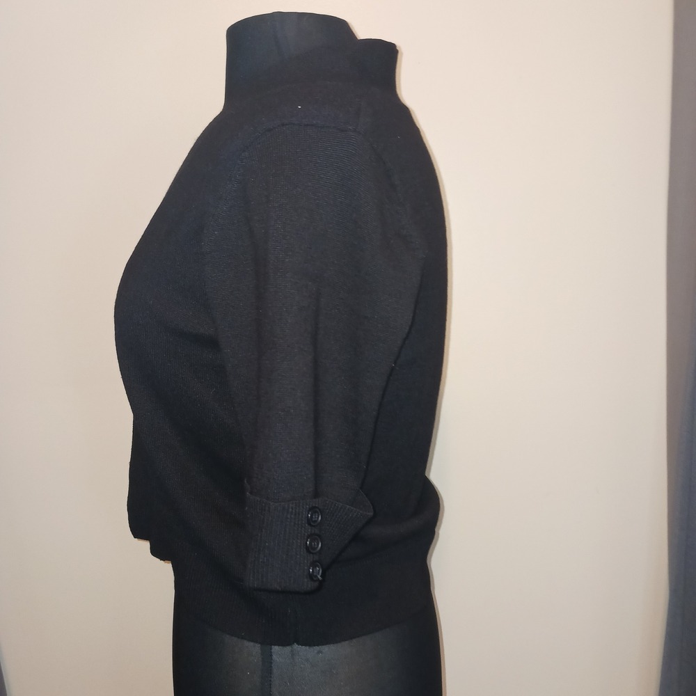 Dark Academia Witchy Black Short Sleeve Open Front Cropped Shrug Cardigan M - Picture 5 of 6
